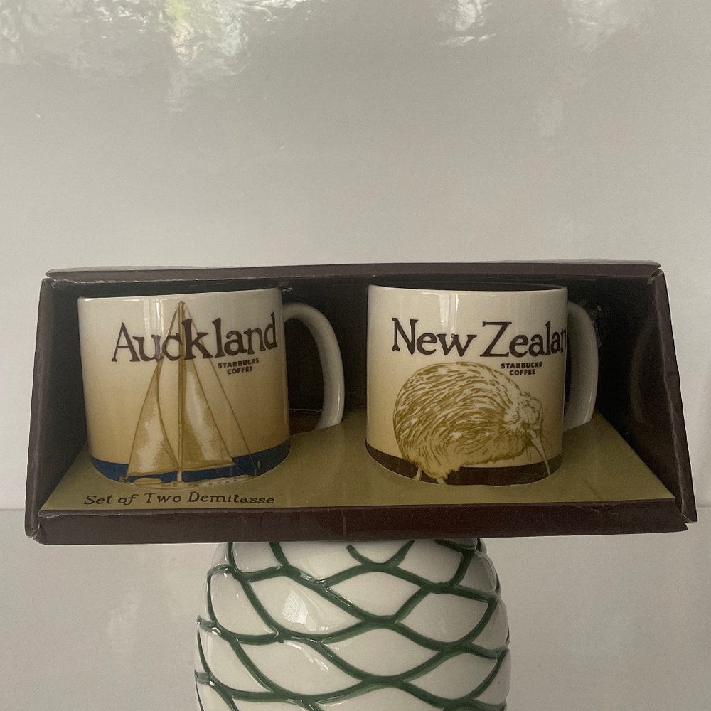 STARBUCKS COFFEE SET OF 2 DEMITASSE MUGS AUCKLAND AND NEW ZEALAND